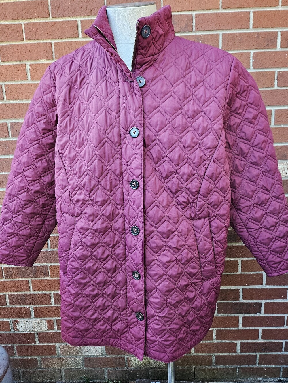 Lands' End Cranberry Red Quilted Jacket Women' 2X Petite (20-23w).